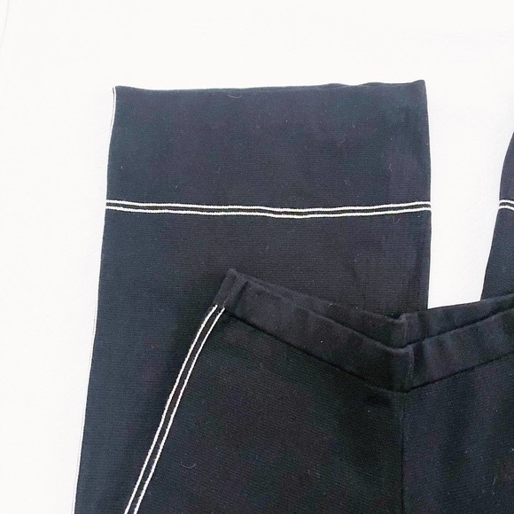 Zara Wide Leg Cropped Pants Black White Trim SZ L - Picture 8 of 8